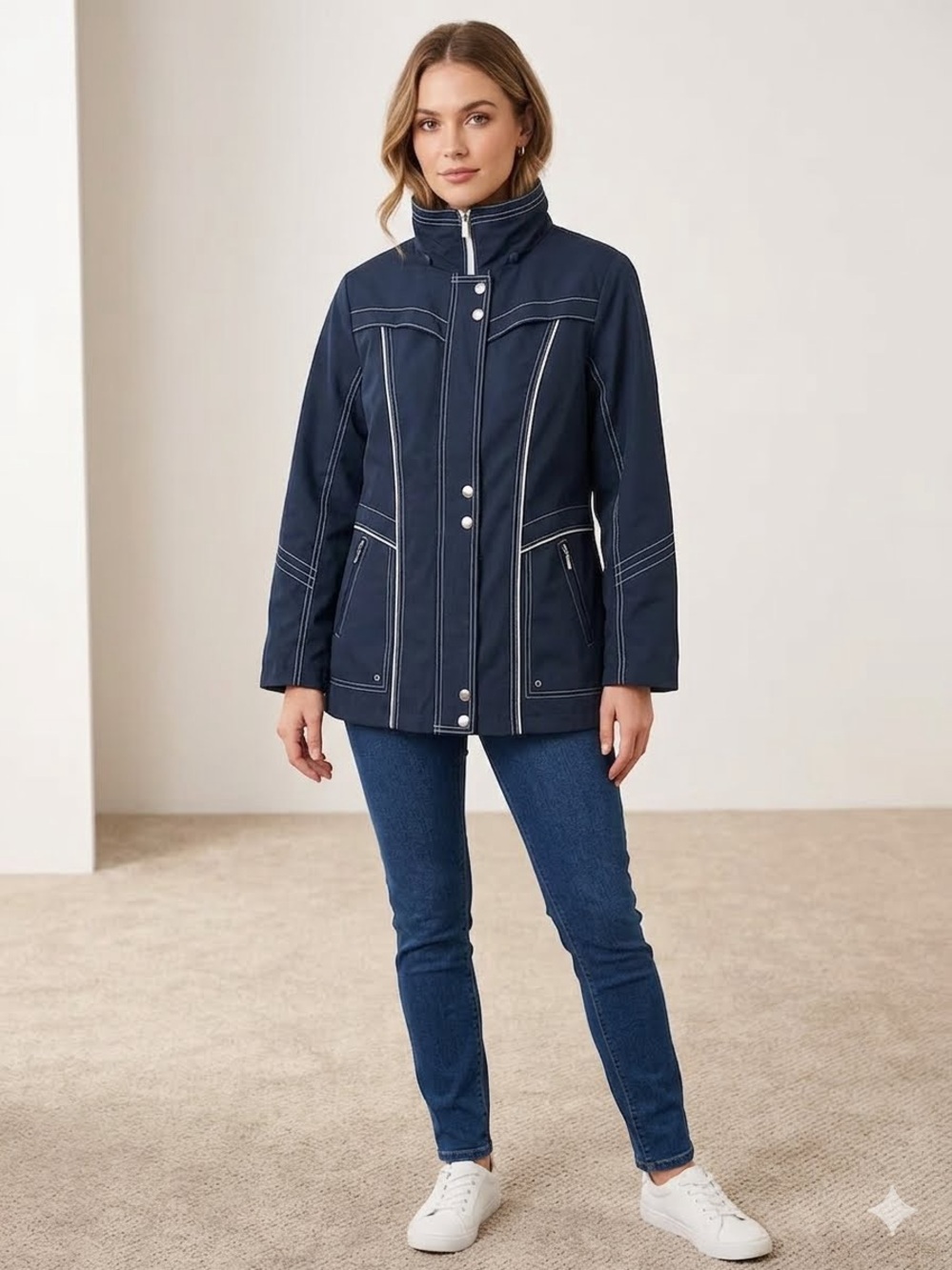 Vintage Utility Jacket Navy Coastal Gorpcore Minimalist Capsule Spring Coat L